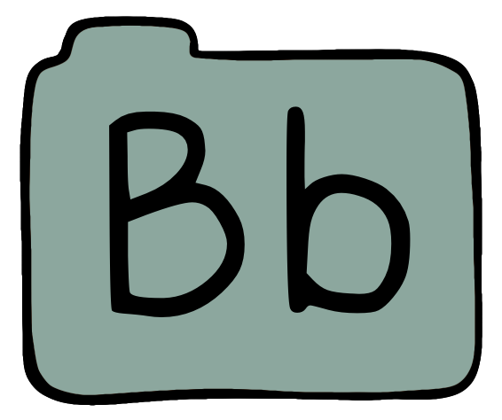 light green file folder with capital and lowercase B on it.